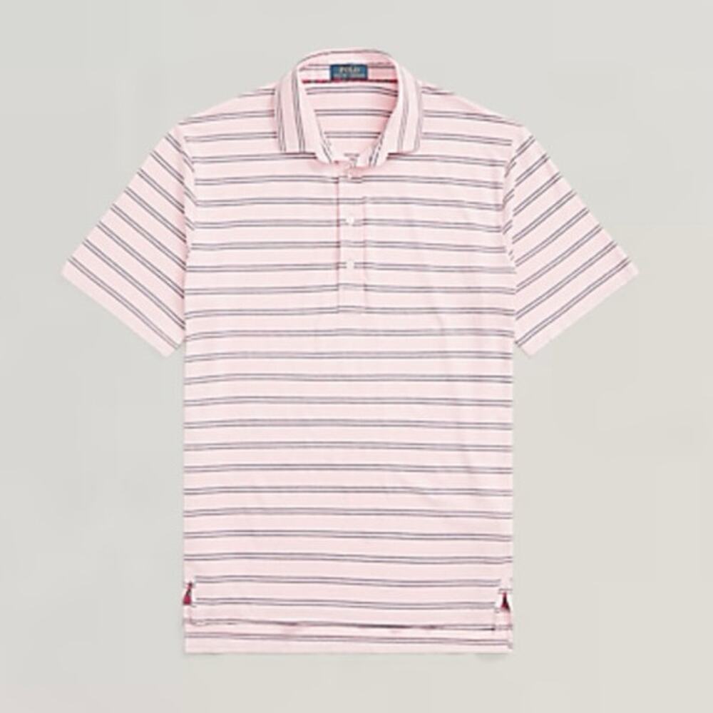 RALPH LAUREN Performance Polo Shirt Small PINK Striped Quick Dry Golf Sports EUC